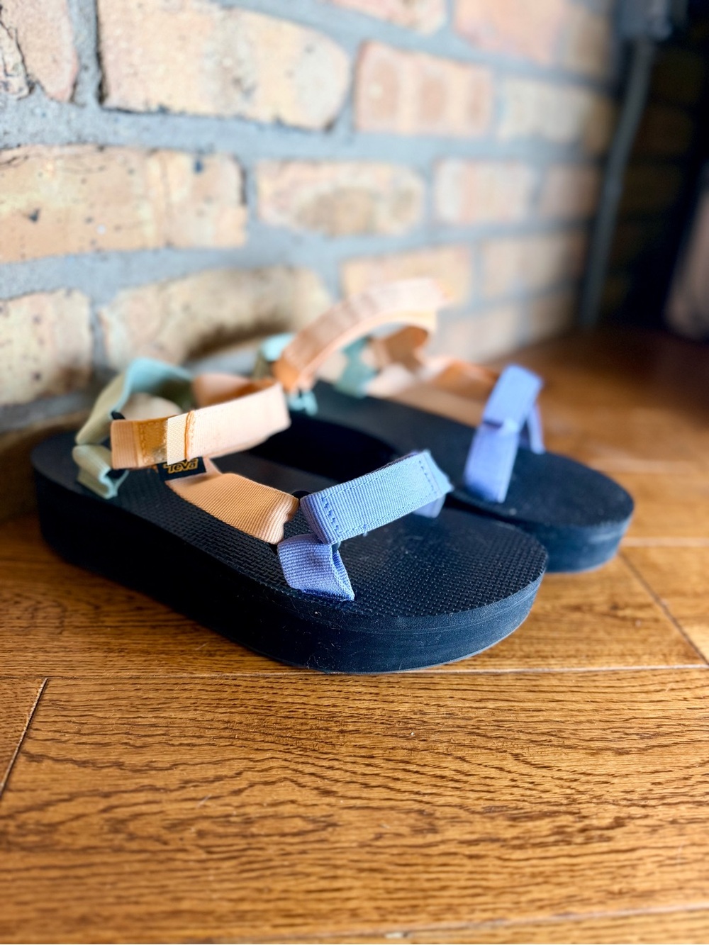Platform Tevas Strap Sandals in Black and Pastel Hues